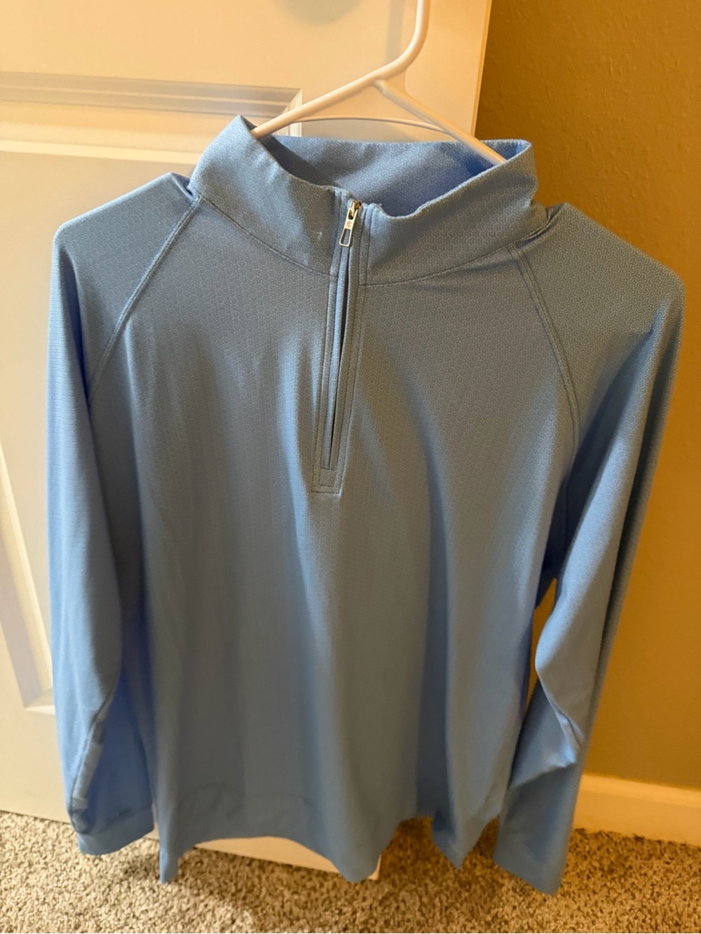 Men's Light Blue Zip-Neck Performance Sweater